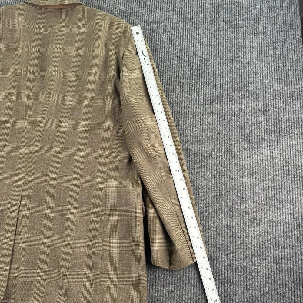 Jos A Bank Sport Coat 50L Brown Glen Plaid Windowpane Wool Blazer Classic
